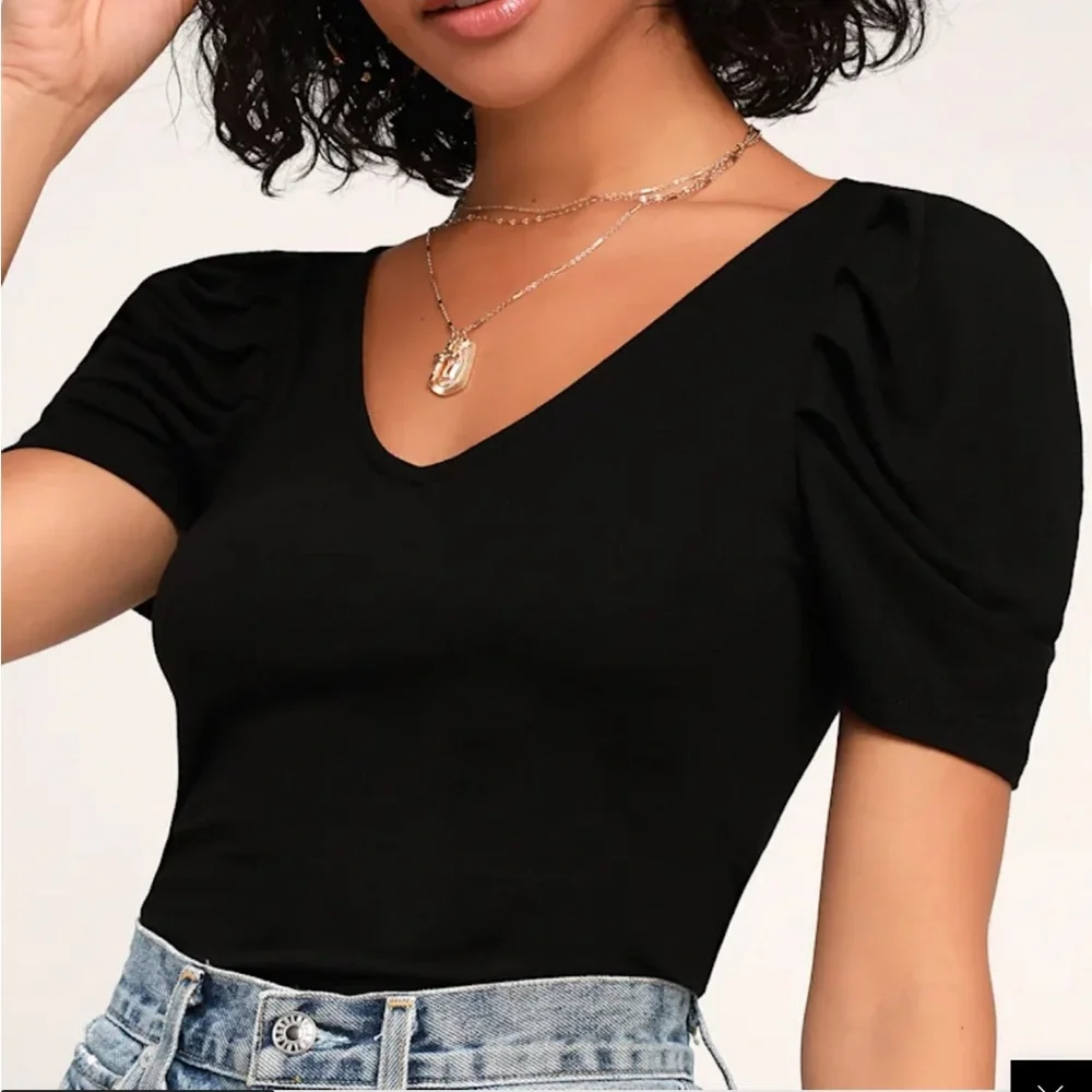 TWO Lulus Esme White Puff Sleeve Tops - Picture 2 of 7